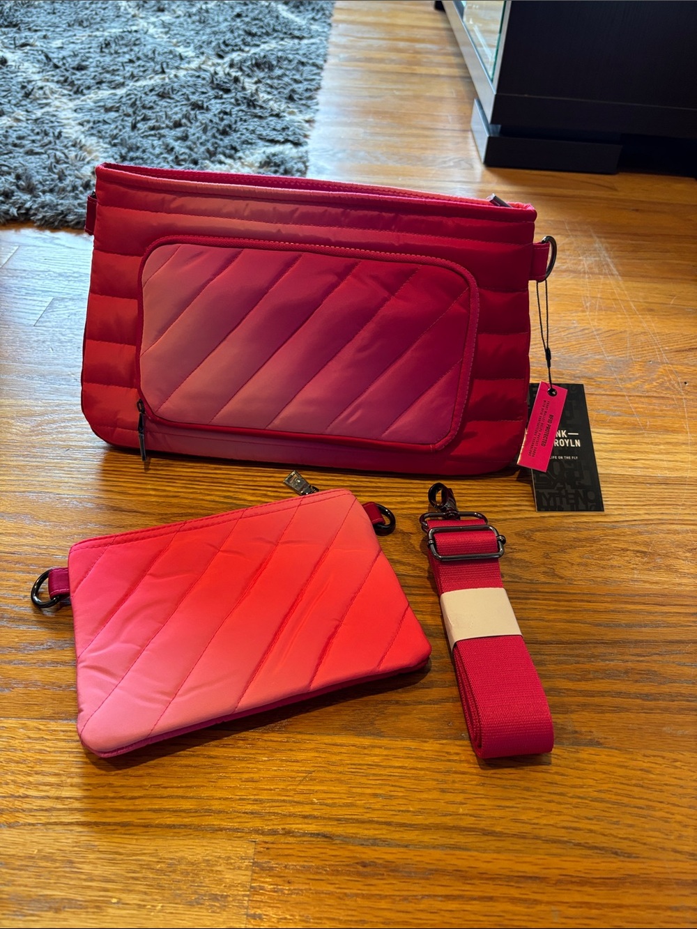Pink Think Royln Bank Street Bag with Removable Pouch and crossbody strap- New